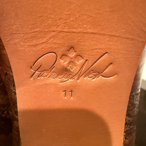 Patricia Nash Brown Embossed Leather Mules Western Pattern Women’s Size 11 - Picture 4 of 4